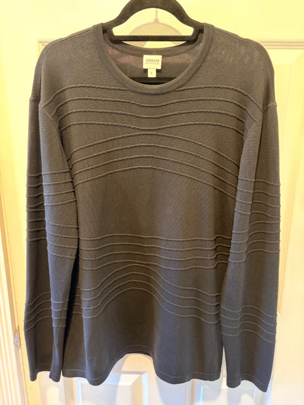 Armani Collezioni Textured Silk Crewneck Sweater